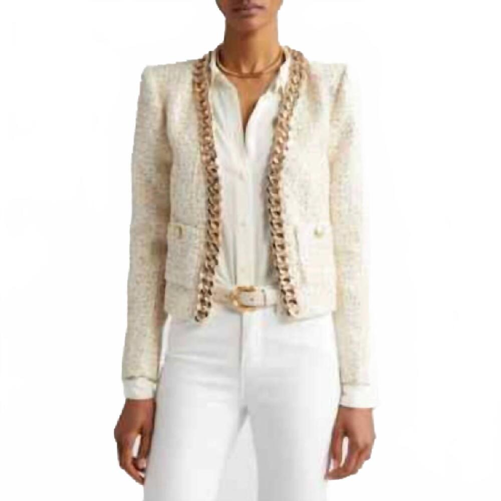 NEW L'AGENCE greta chain jacket in cream